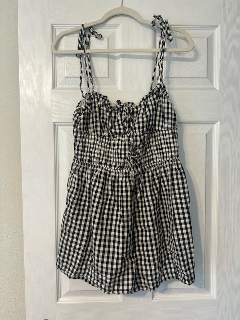 American Eagle Outfitters Black and White Gingham Romper